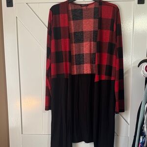 HEIMISH USA Red and Black Buffalo Plaid Cardigan